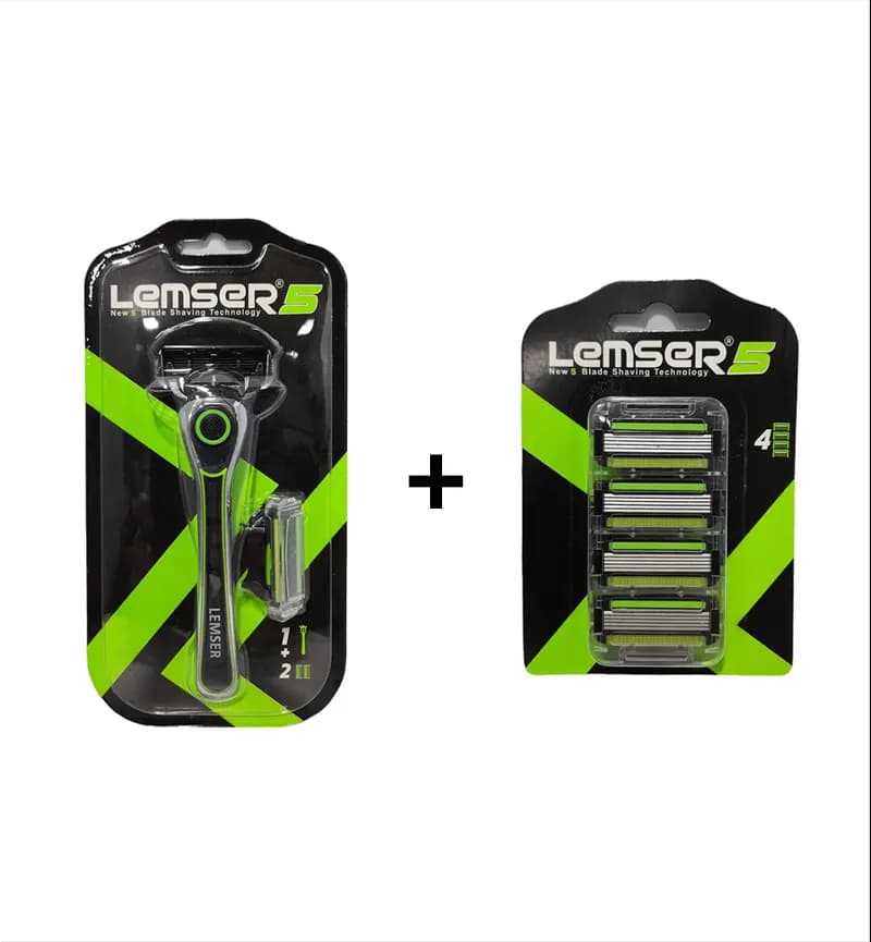 تیغ اصلاح لمسر Lemser مدل 1+2 به همراه پک یدک 4 عددی
