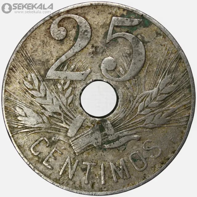 سکه 25 سنتیمو کمیاب اسپانیا 1927 (آلفونسو سیزدهم) — تصویر ۲