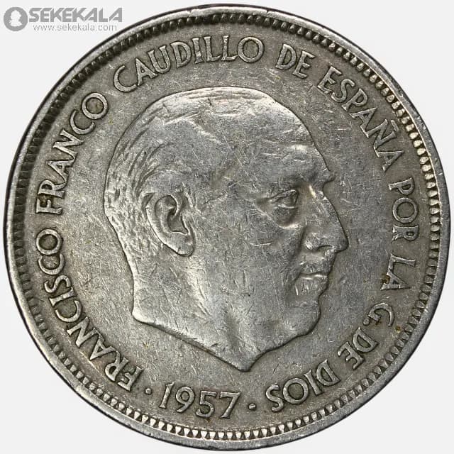سکه 50 پزوتا اسپانیا 1957 (فرانسیسکو فرانکو) — تصویر ۲