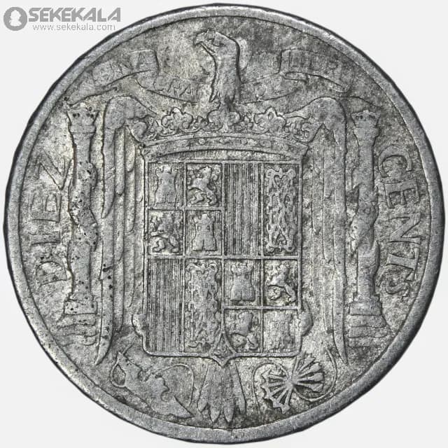 سکه 10 سنتیمو اسپانیا 1945(فرانسیسکو فرانکو) — تصویر ۲