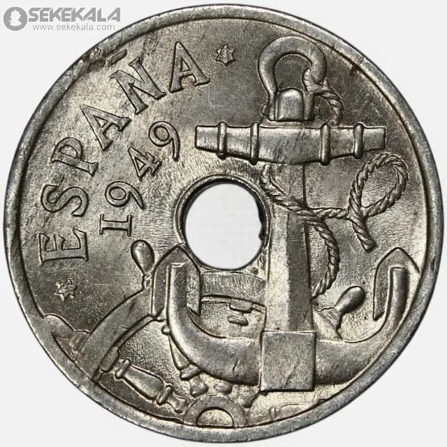 سکه 50 سنتیمو اسپانیا 1949(فرانسیسکو فرانکو)(AU)