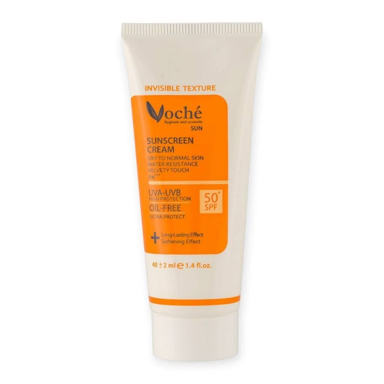 کرم ضد آفتاب بدون رنگ پوست خشک تا نرمال وچه Voche با SPF50 حجم 40 میل
