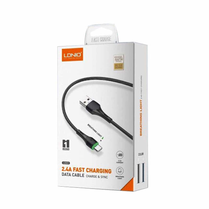 کابل تبدیل USB به USB-C الدینیو مدل LS521 طول 1 متر — تصویر ۲