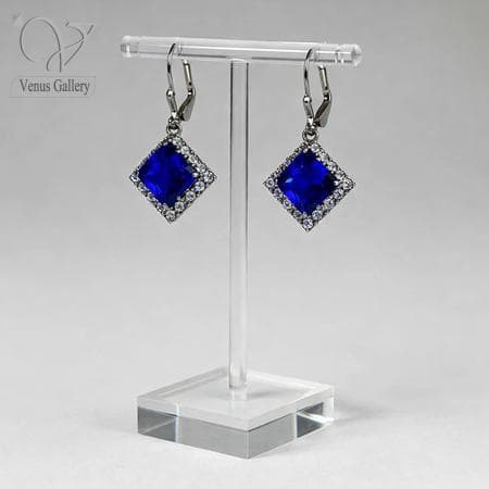 گوشواره نگین آبی نقره کد 1318