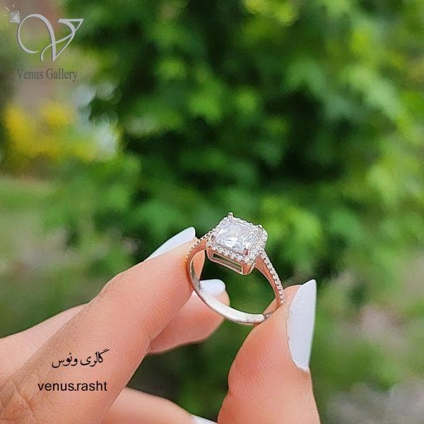 انگشتر نقره تک نگین مربعی کد 1794 — تصویر ۳