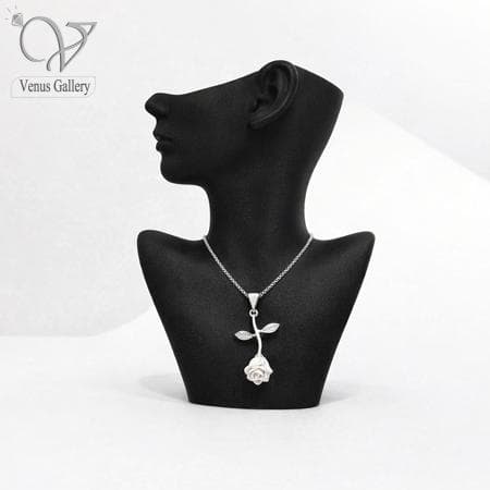 گردنبند گل رز نقره دخترانه / زنانه کد 905 — تصویر ۵
