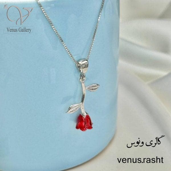 گردنبند گل رز نقره دخترانه / زنانه کد 905 — تصویر ۶