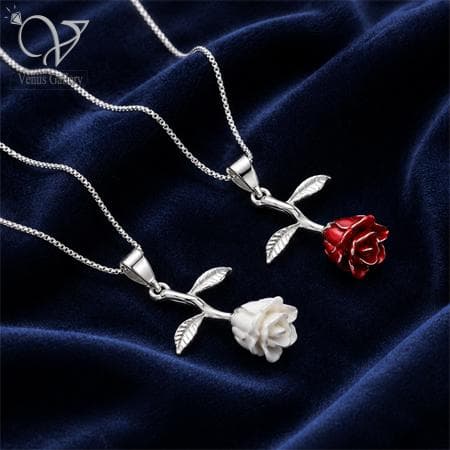 گردنبند گل رز نقره دخترانه / زنانه کد 905 — تصویر ۷