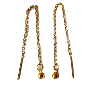 گوشواره طلا زنانه بخیه ای زنجیری — تصویر ۲