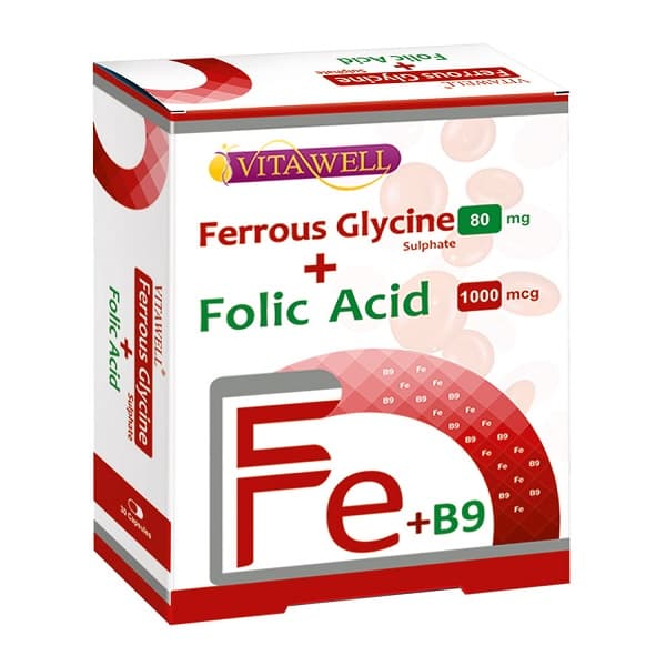 کپسول فروس گلایسین سولفات پلاس فولیک اسید ویتاول بسته 30 عددی — تصویر ۲