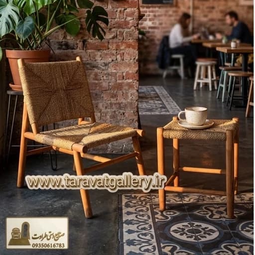 صندلی حصیری فریم چوبی طرح طلوع مبلمان اورلین مدل 959109