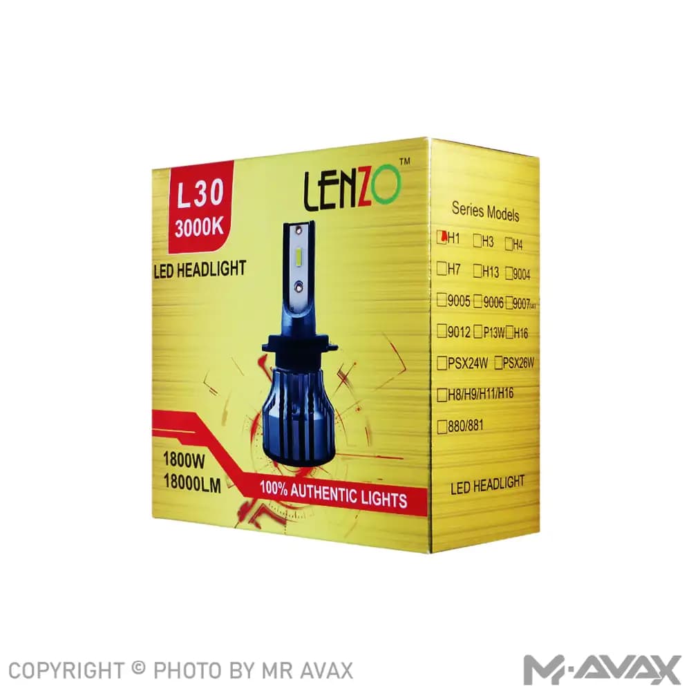 هدلایت لنزو مدل L30 با پایه 3000K, H1 (دو عددی) — تصویر ۲