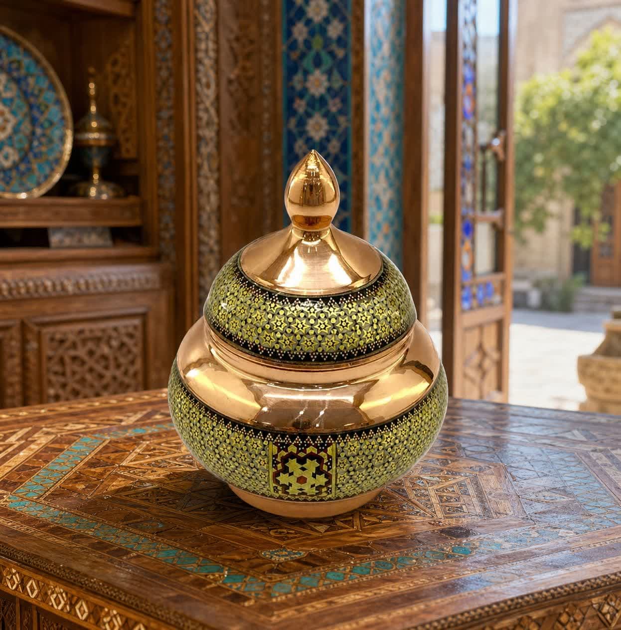 قندان مس و خاتم کاری شالدار 16