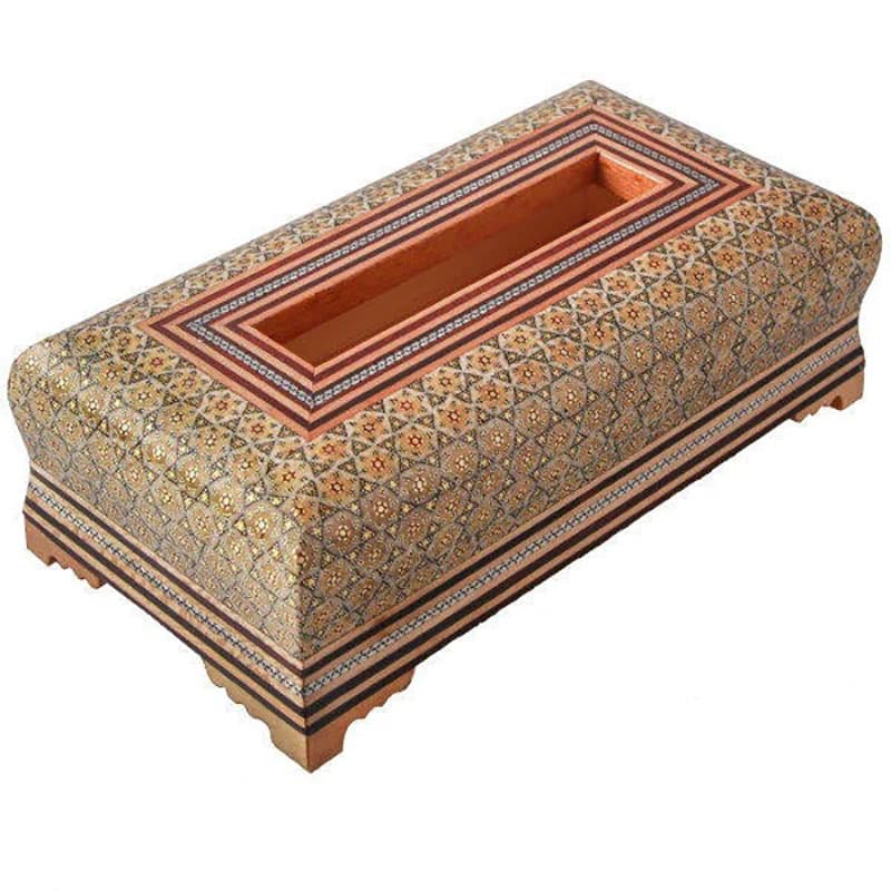 جعبه دستمال کاغذی و جاقاشقی خاتم کاری اعلا — تصویر ۴