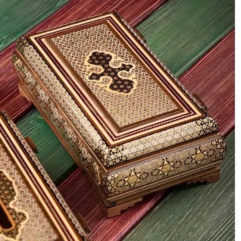 جعبه خاتم کاری جا کارد و چنگال
