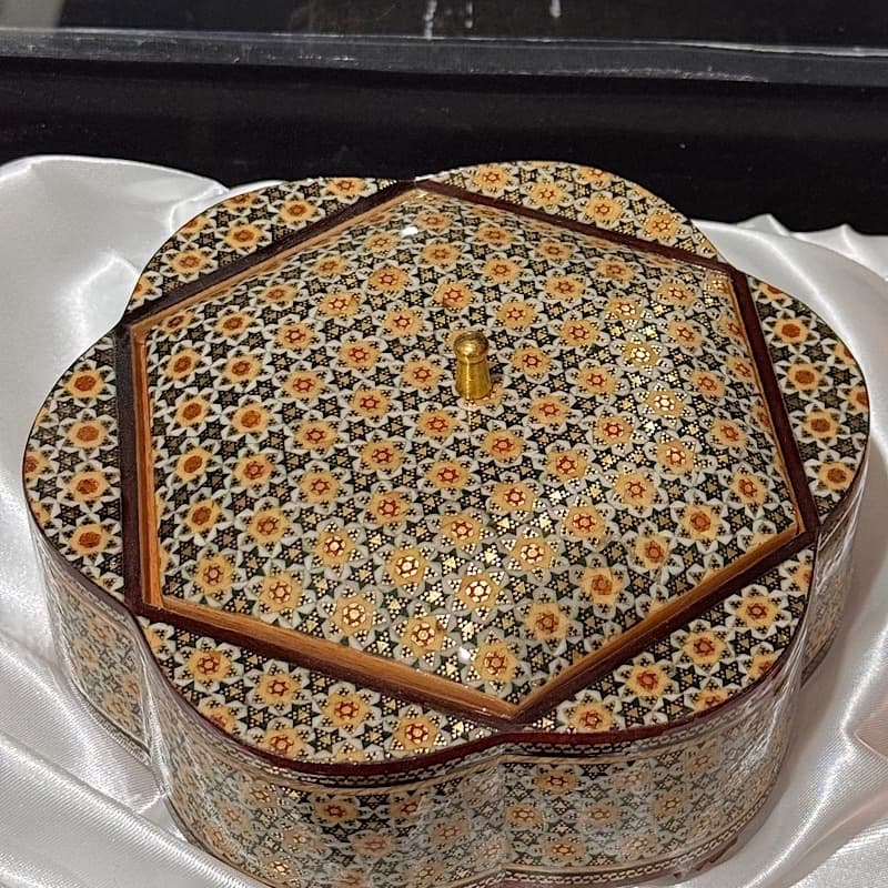 پک هدیه گلدان و شکلات خوری خاتم کاری — تصویر ۴