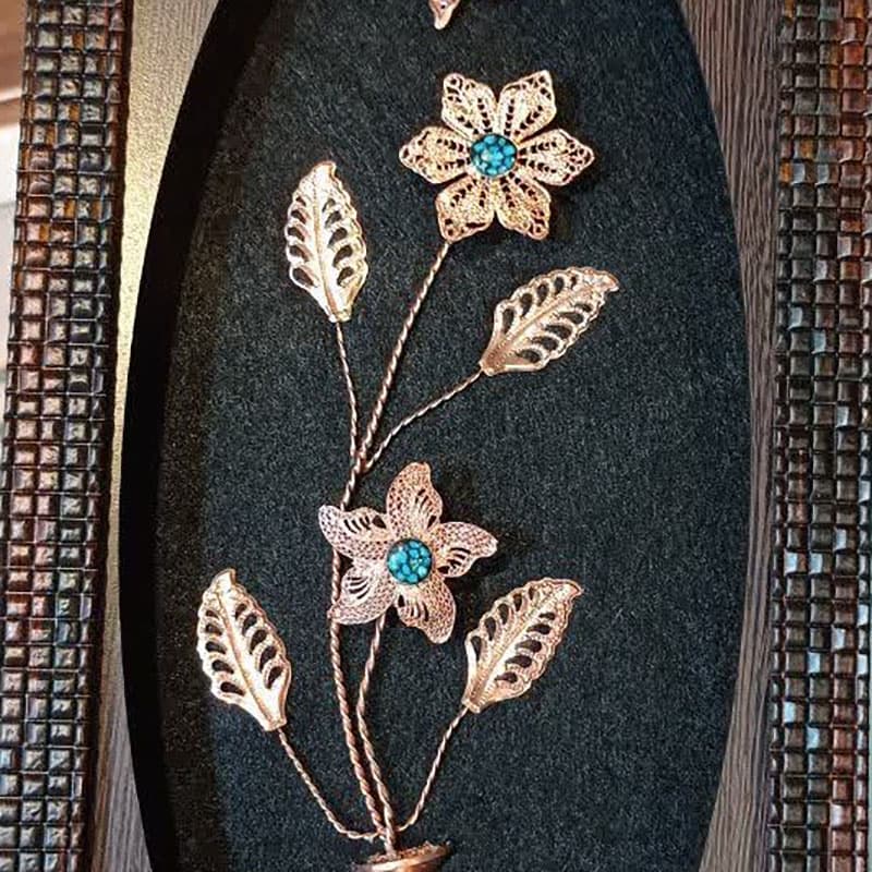 قاب گل مسی فیروزه کوبی دوگل قاب اعلا — تصویر ۳
