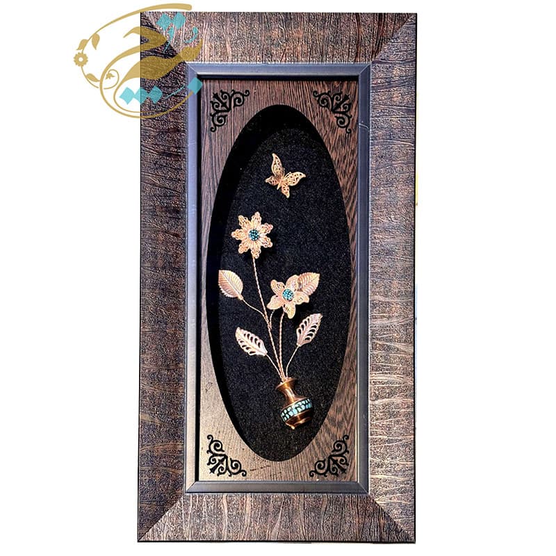 قاب گل مسی فیروزه کوبی دوگل قاب کلاسیک