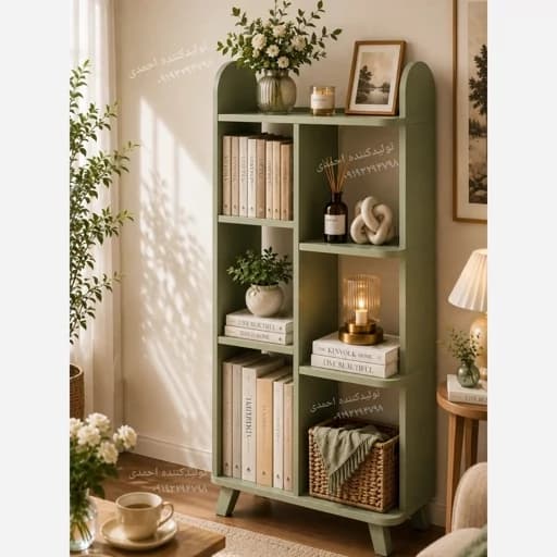کتابخانه سبز پاستیلی کلاسیک مبلمان اورلین مدل 967263