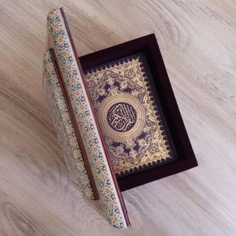 پک هدیه جفت گلدان و جاقرآنی خاتم کاری — تصویر ۳