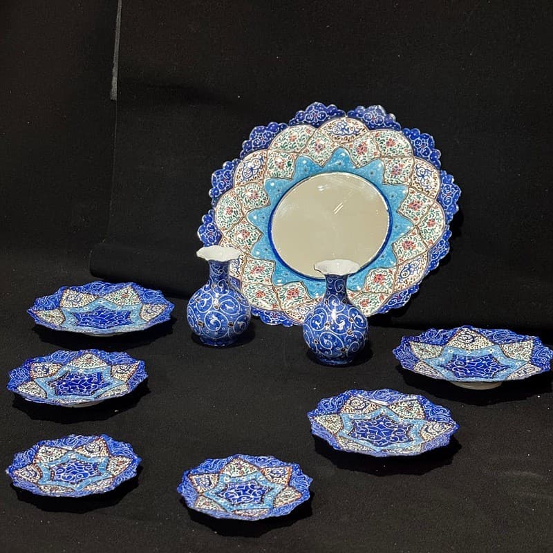 ست بشقاب و آینه میناکاری مدل هفت سین — تصویر ۲