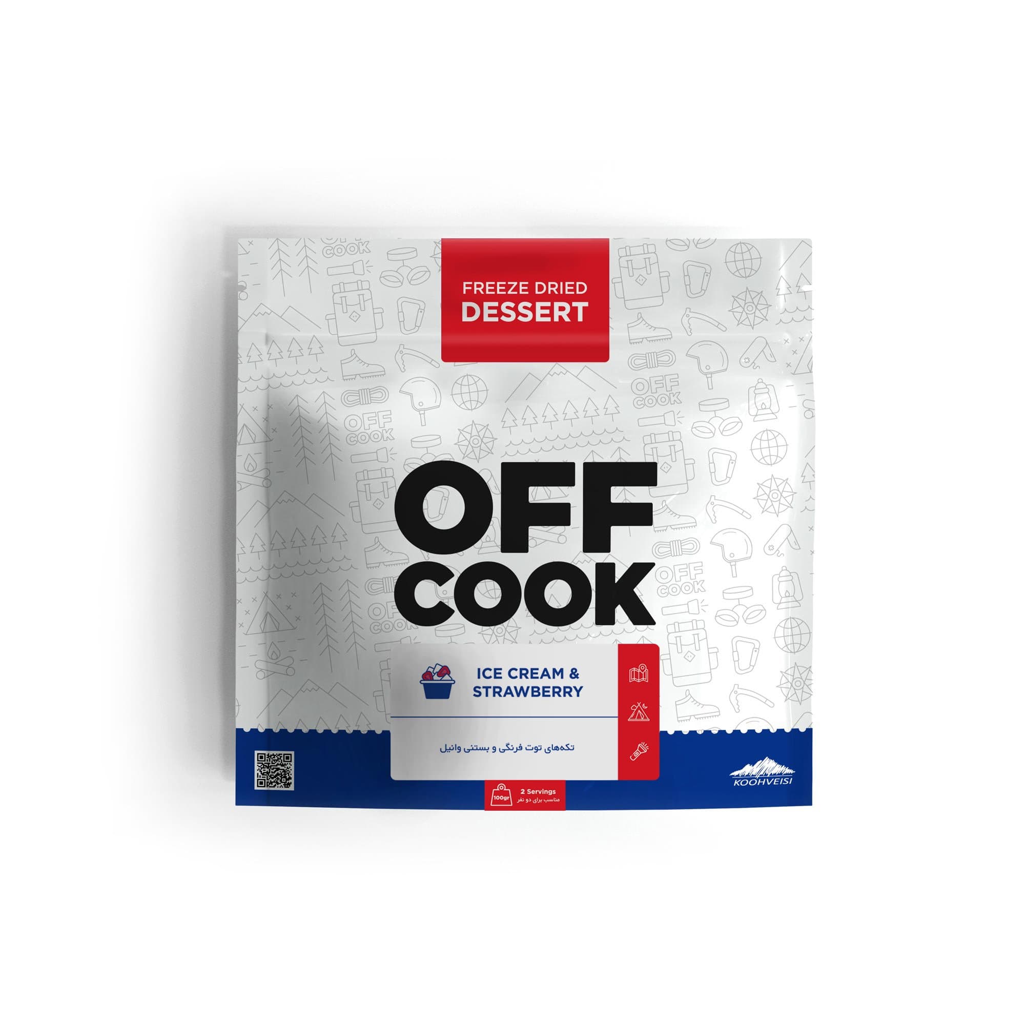 آف کوک تکه های توت فرنگی و بستنی وانیل OFF COOK