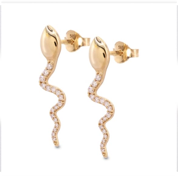 گوشواره طلا میخی مار نگین