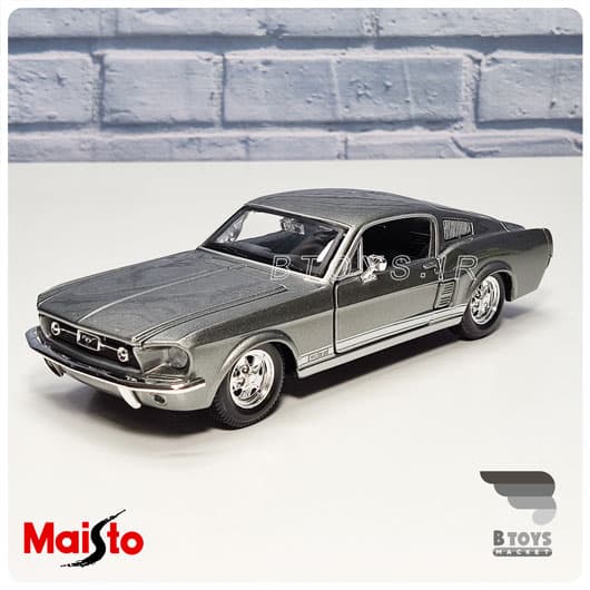 ماکت ماشین فلزی فورد موستانگ جی تی 1967 خاکستری(Ford Mustang GT Maisto)
