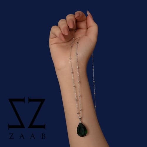 گردنبند نقره طرح زمرد