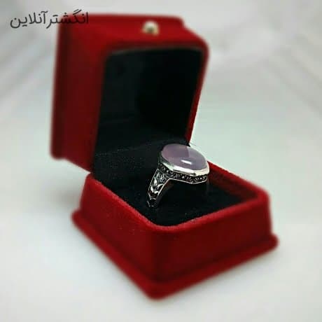 انگشتر عقیق کبود مردانه نقره طرح گندمی کد{13}