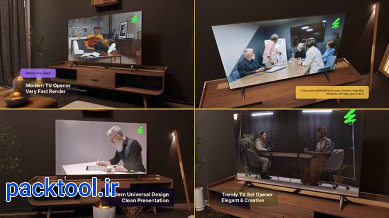 دانلود پروژه پریمیر موکاپ صفحه تلویزیون مدرن Modern TV Screen Opener