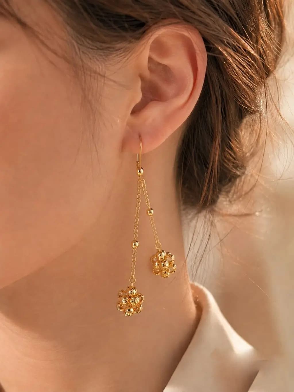 گوشواره Albernardo City Gold آویز توپی — تصویر ۳