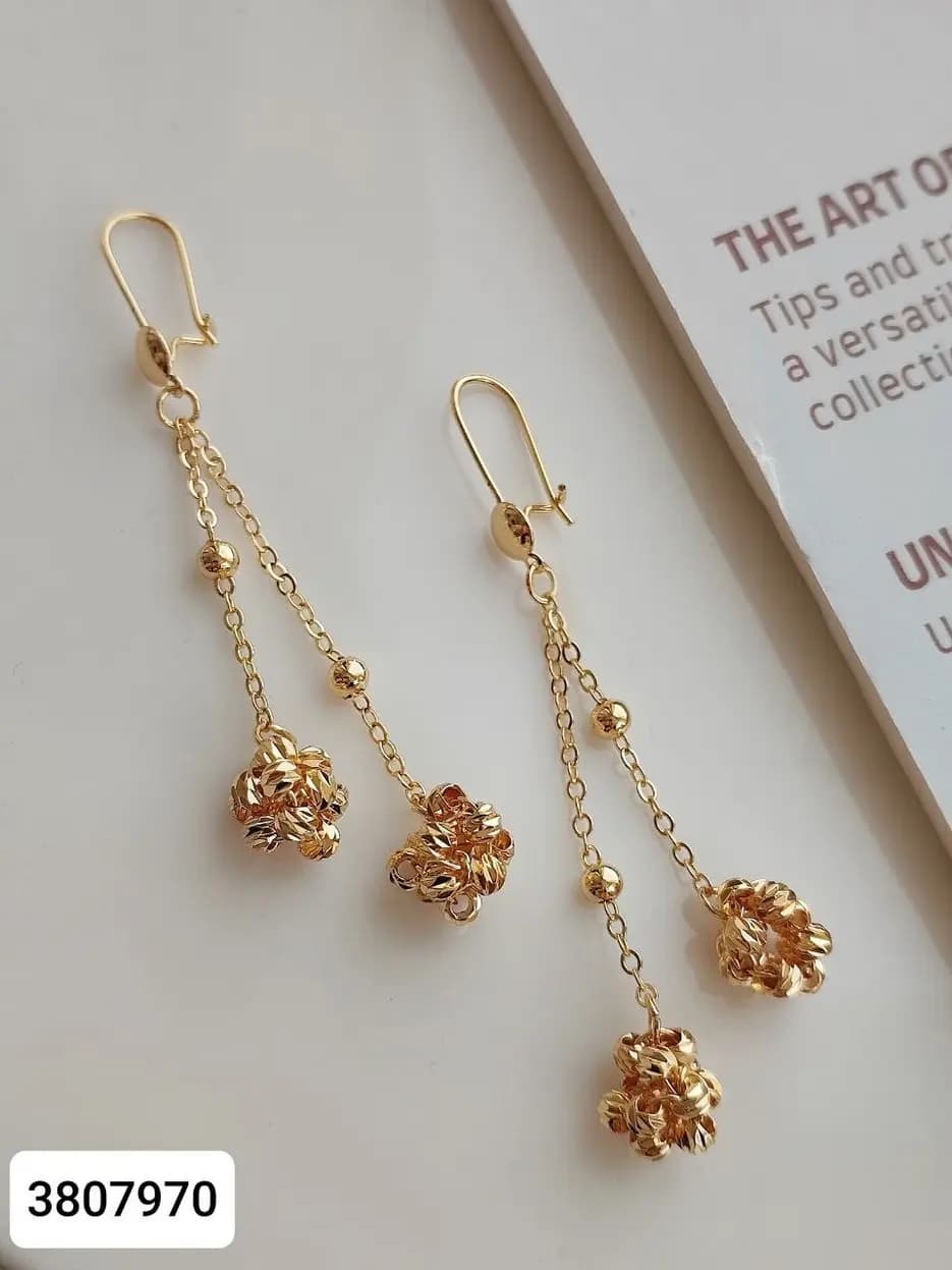 گوشواره Albernardo City Gold آویز توپی — تصویر ۲