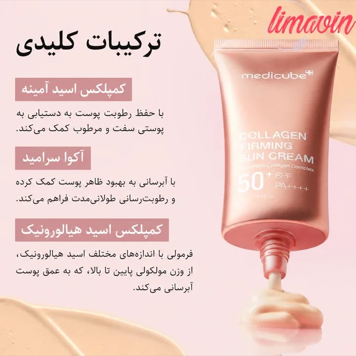 کرم ضد آفتاب تون آپ کلاژن مدی کیوب ضد چروک و روشن کننده پوست حجم 50 میلی لیتر — تصویر ۳