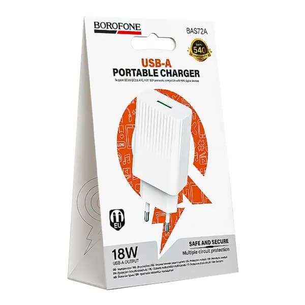 شارژر دیواری QC 18W بروفون مدل BAS72A + کابل تایپ سی — تصویر ۶