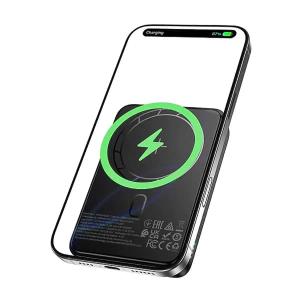 شارژر همراه وایرلس مگنت PD20W + 22.5W بروفون مدل BJ82A ظرفیت 10000mAh — تصویر ۴