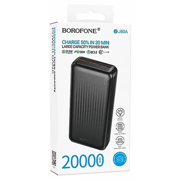 شارژر همراه PD20W + 22.5W بروفون مدل BJ80A ظرفیت 20000mAh — تصویر ۲