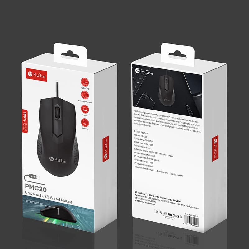 ماوس سیم دار اداری | خانگی پرووان Proone pmc 20 ا Proone pmc 20 wired mouse