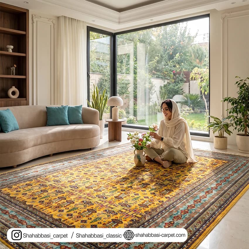 فرش سنتی کد 800171 طلایی