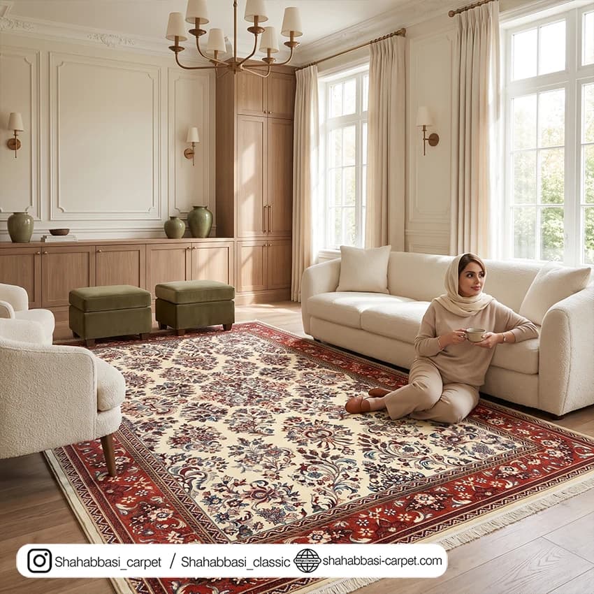 فرش سنتی کد 800113 کرم