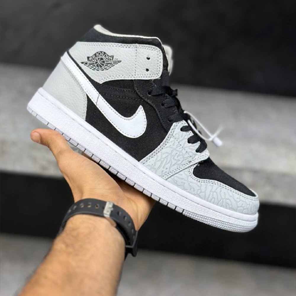 جردن 1 های مید سفید مشکی jordan 1 high mid black&white