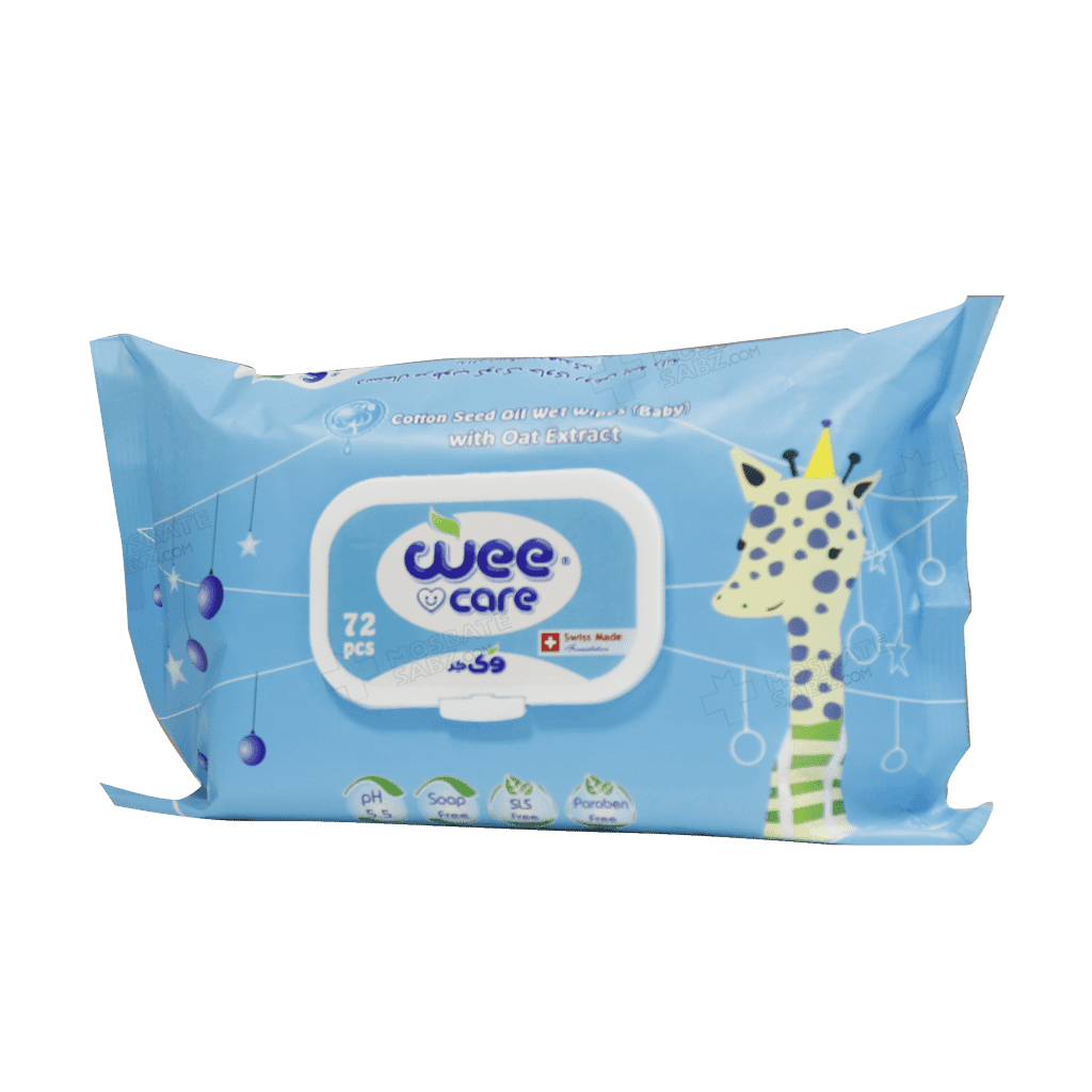 دستمال مرطوب کودک وی کر حاوی روغن پنبه دانه ۷۲ عدد wee care