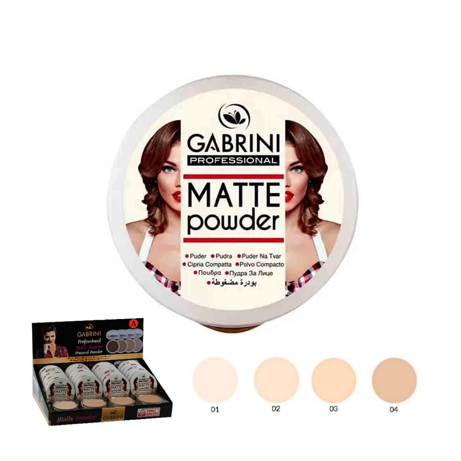 پنکک مات گابرینی Gabrini مدل matte powder شماره 01 با کاور فوق العاده وزن 12 — تصویر ۲