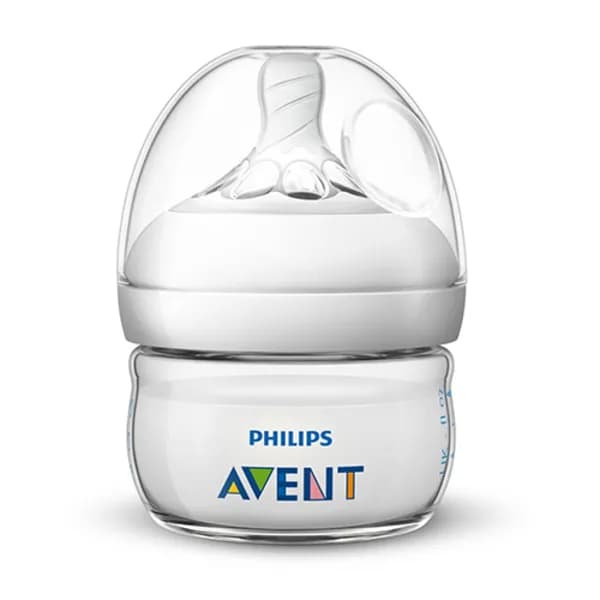 شیشه شیر اونت نچرال طلقی ۶۰ میلی لیتر avent نیم قطره مناسب نوزاد زودرس