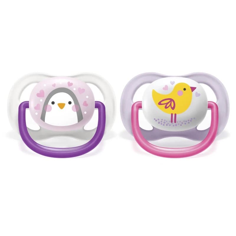 پستانک اونت اولترا ایر تکی ۰ تا ۶ماه avent ultra air طرح جوجه و پنگوئن — تصویر ۲