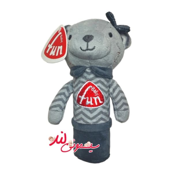 جغجغه سوسیسی نوزادی مخملی طرح خرس بی بی فان — تصویر ۶