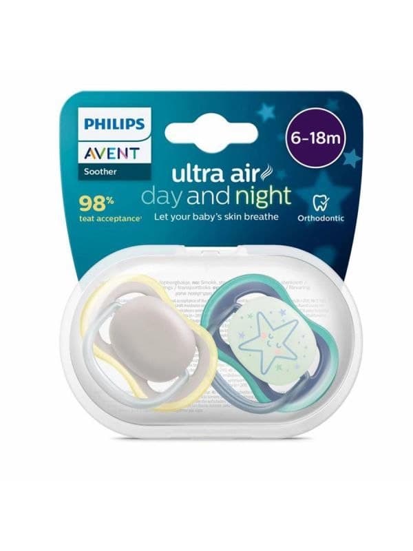 پستانک اونت دو عددی اولترا ایر روز 18-6 ماه روز و شب Ultra Air — تصویر ۲