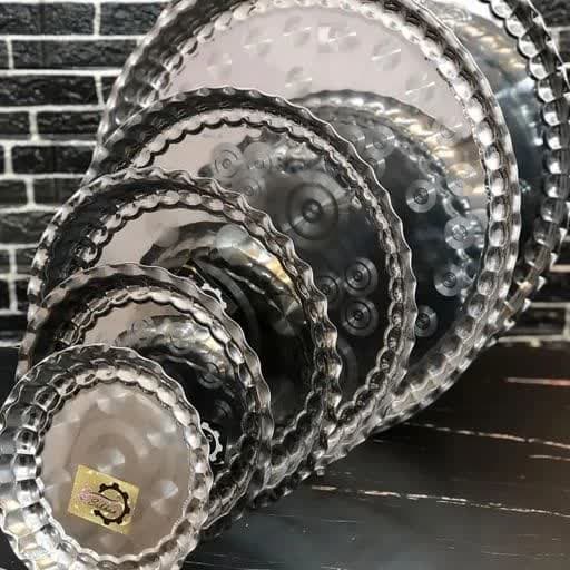 سینی استیل طرح دار در 6 سایز