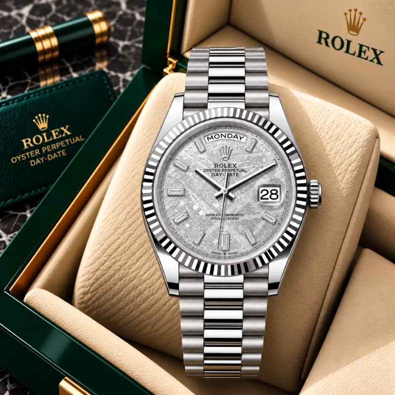 رولکس Day-Date 40 پلاتین با صفحه شهاب‌سنگ و 10 الماس باگت | رفرنس m228236-0011 — تصویر ۲