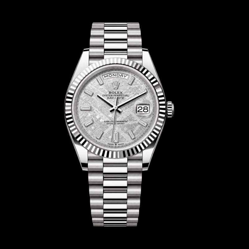رولکس Day-Date 40 پلاتین با صفحه شهاب‌سنگ و 10 الماس باگت | رفرنس m228236-0011